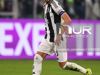 Manuel Locatelli plays during the Serie A match between Juventus and Torino FC at Allianz Stadium in Turin, Italy, on November 9, 2024. (