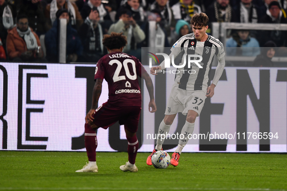 Nicolo Savona of Juventus plays during the Serie A match between Juventus and Torino FC at Allianz Stadium in Turin, Italy, on November 9, 2...