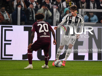 Nicolo Savona of Juventus plays during the Serie A match between Juventus and Torino FC at Allianz Stadium in Turin, Italy, on November 9, 2...