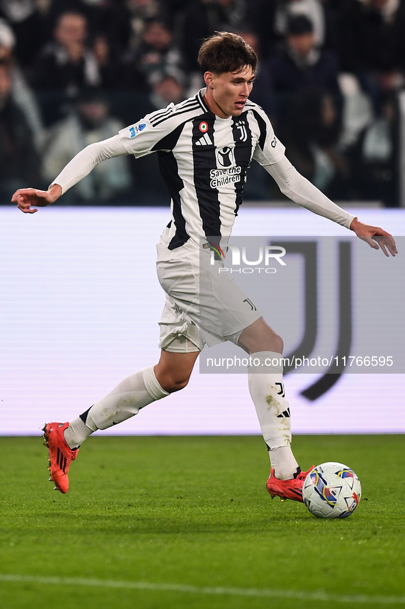 Nicolo Savona of Juventus plays during the Serie A match between Juventus and Torino FC at Allianz Stadium in Turin, Italy, on November 9, 2...