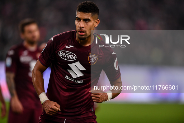 Adam Masina of Torino reacts during the Serie A match between Juventus and Torino FC at Allianz Stadium in Turin, on November 9, 2024. 