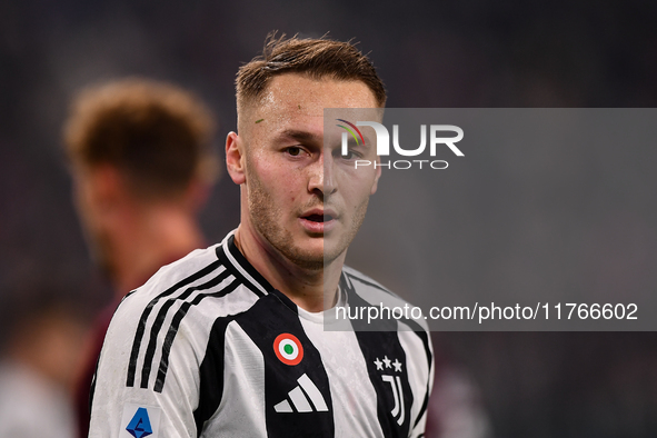 Teun Koopmeiners of Juventus plays during the Serie A match between Juventus and Torino FC at Allianz Stadium in Turin, Italy, on November 9...