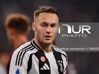 Teun Koopmeiners of Juventus plays during the Serie A match between Juventus and Torino FC at Allianz Stadium in Turin, Italy, on November 9...