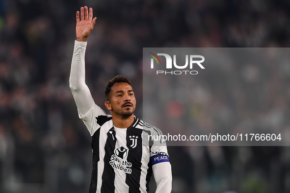 Danilo of Juventus plays during the Serie A match between Juventus and Torino FC at Allianz Stadium in Turin, on November 9, 2024. 