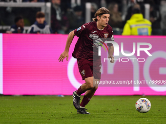 Borna Sosa of Torino plays during the Serie A match between Juventus and Torino FC at Allianz Stadium in Turin, Italy, on November 9, 2024....