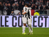 Danilo embraces Manuel Locatelli after the Serie A match between Juventus and Torino FC at Allianz Stadium in Turin, Italy, on November 9, 2...