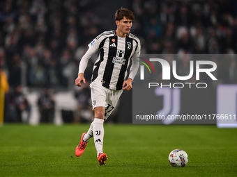 Nicolo Savona of Juventus plays during the Serie A match between Juventus and Torino FC at Allianz Stadium in Turin, Italy, on November 9, 2...