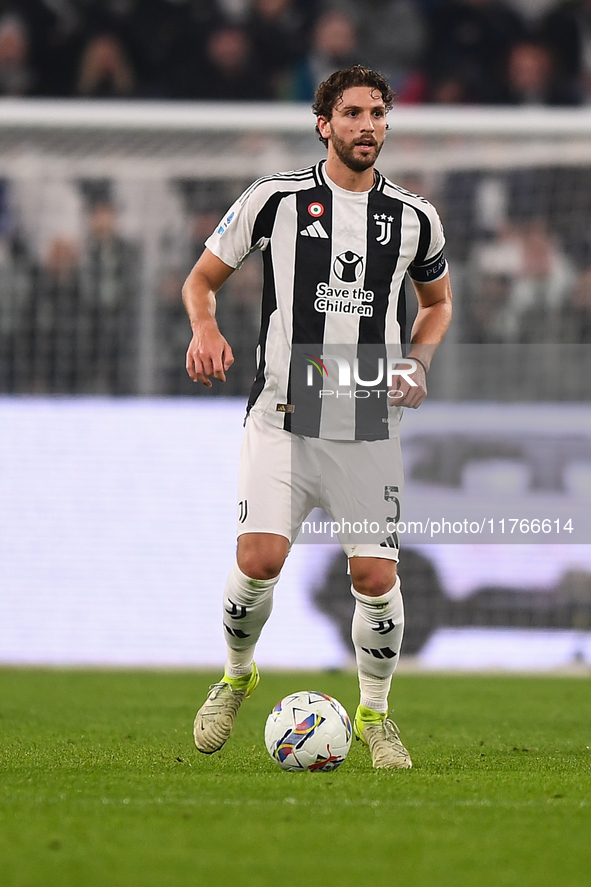 Manuel Locatelli plays during the Serie A match between Juventus and Torino FC at Allianz Stadium in Turin, Italy, on November 9, 2024. 