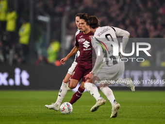 Samuele Ricci of Torino plays during the Serie A match between Juventus and Torino FC at Allianz Stadium in Turin, Italy, on November 9, 202...