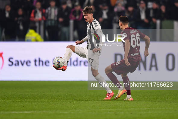 Nicolo Savona of Juventus plays during the Serie A match between Juventus and Torino FC at Allianz Stadium in Turin, Italy, on November 9, 2...