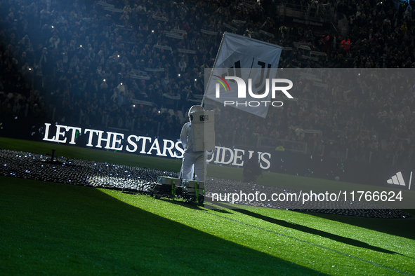 A general view of the NASA light show prior to the Serie A match between Juventus and Torino at Juventus Stadium in Turin, Italy, on Novembe...