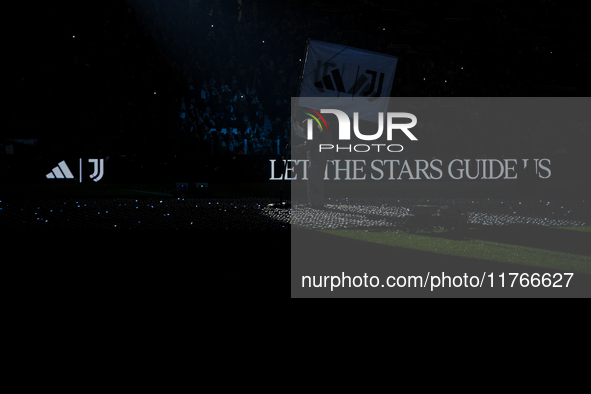 A general view of the NASA light show prior to the Serie A match between Juventus and Torino at Juventus Stadium in Turin, Italy, on Novembe...