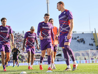 Players of Fiorentina play in the Italian Serie A football match between Fiorentina and Hellas Verona at the Artemio Franchi Stadium in Flor...