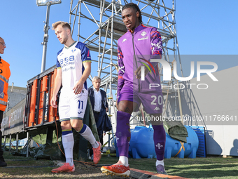 Moise Kean enters the field during the Italian Serie A football match between Fiorentina and Hellas Verona at the Artemio Franchi Stadium in...