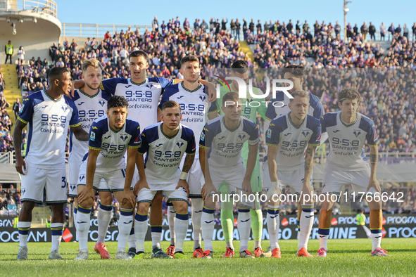 Hellas Verona players pose for a team photo prior to the Italian Serie A football match between Fiorentina and Hellas Verona in Florence, It...