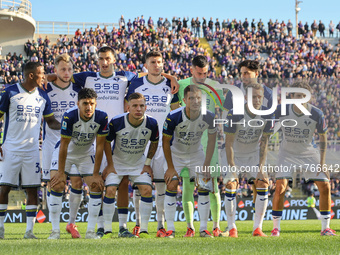 Hellas Verona players pose for a team photo prior to the Italian Serie A football match between Fiorentina and Hellas Verona in Florence, It...