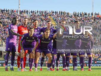 Fiorentina players pose for a team photo prior to the Italian Serie A football match between Fiorentina and Hellas Verona at the Artemio Fra...