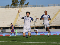 Serdar celebrates after scoring his team's goal during the Italian Serie A football match between Fiorentina and Hellas Verona at the Artemi...