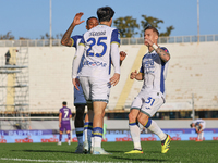 Serdar celebrates after scoring his team's goal during the Italian Serie A football match between Fiorentina and Hellas Verona at the Artemi...