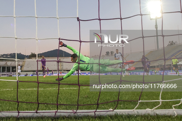 Montipo participates in the Italian Serie A football match between Fiorentina and Hellas Verona in Florence, Italy, on November 10, 2024, at...