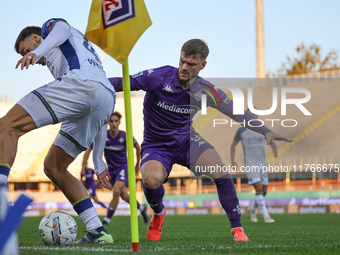 Coppola and Lucas Beltran participate in the Italian Serie A football match between Fiorentina and Hellas Verona in Florence, Italy, on Nove...