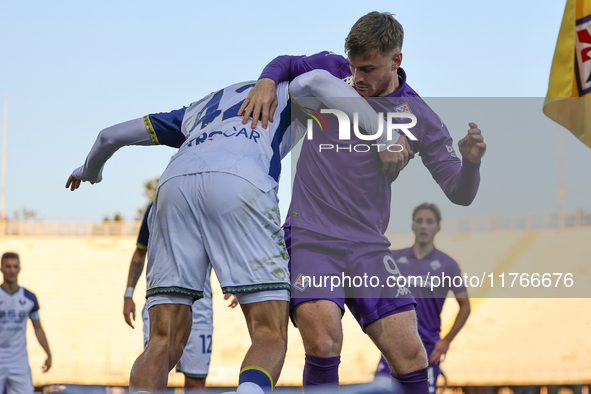 Coppola and Lucas Beltran participate in the Italian Serie A football match between Fiorentina and Hellas Verona in Florence, Italy, on Nove...