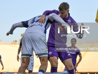 Coppola and Lucas Beltran participate in the Italian Serie A football match between Fiorentina and Hellas Verona in Florence, Italy, on Nove...