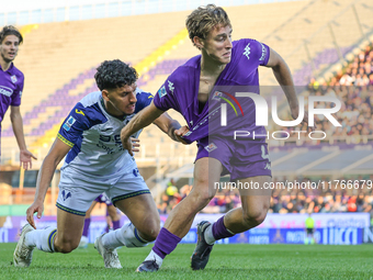 Andrea Colpani participates in the Italian Serie A football match between Fiorentina and Hellas Verona in Florence, Italy, on November 10, 2...