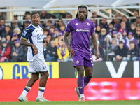 Moise Kean participates in the Italian Serie A football match between Fiorentina and Hellas Verona in Florence, Italy, on November 10, 2024,...