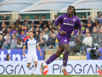 Moise Kean participates in the Italian Serie A football match between Fiorentina and Hellas Verona in Florence, Italy, on November 10, 2024,...