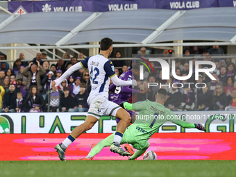 Montipo participates in the Italian Serie A football match between Fiorentina and Hellas Verona in Florence, Italy, on November 10, 2024, at...