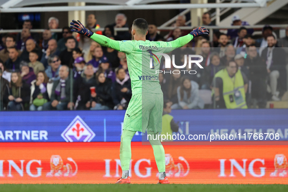 Montipo participates in the Italian Serie A football match between Fiorentina and Hellas Verona in Florence, Italy, on November 10, 2024, at...