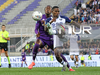 Duda and Christian Kouame participate in the Italian Serie A football match between Fiorentina and Hellas Verona in Florence, Italy, on Nove...