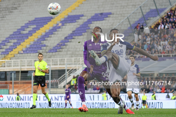 Duda and Christian Kouame participate in the Italian Serie A football match between Fiorentina and Hellas Verona in Florence, Italy, on Nove...