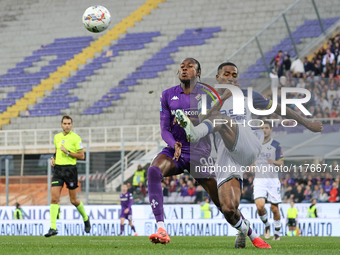 Duda and Christian Kouame participate in the Italian Serie A football match between Fiorentina and Hellas Verona in Florence, Italy, on Nove...