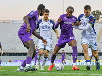 Christian Kouame controls the ball during the Italian Serie A football match between Fiorentina and Hellas Verona in Florence, Italy, on Nov...