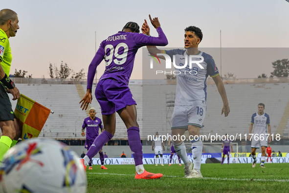 Christian Kouame participates in the Italian Serie A football match between Fiorentina and Hellas Verona at the Artemio Franchi Stadium in F...