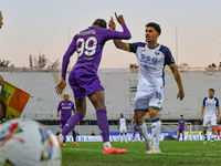 Christian Kouame participates in the Italian Serie A football match between Fiorentina and Hellas Verona at the Artemio Franchi Stadium in F...