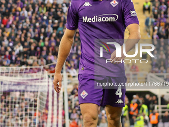 Edoardo Bove participates in the Italian Serie A football match between Fiorentina and Hellas Verona in Florence, Italy, on November 10, 202...