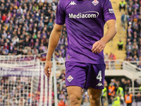 Edoardo Bove participates in the Italian Serie A football match between Fiorentina and Hellas Verona in Florence, Italy, on November 10, 202...