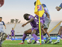 Moise Kean is near the corner during the Italian Serie A football match between Fiorentina and Hellas Verona at the Artemio Franchi Stadium...