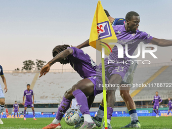 Moise Kean is near the corner during the Italian Serie A football match between Fiorentina and Hellas Verona at the Artemio Franchi Stadium...