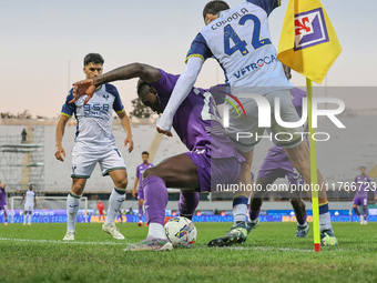 Moise Kean is near the corner during the Italian Serie A football match between Fiorentina and Hellas Verona at the Artemio Franchi Stadium...