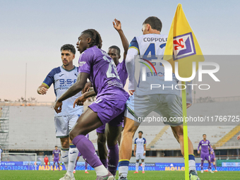 Moise Kean is near the corner during the Italian Serie A football match between Fiorentina and Hellas Verona at the Artemio Franchi Stadium...