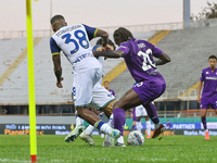 Moise Kean participates in the Italian Serie A football match between Fiorentina and Hellas Verona in Florence, Italy, on November 10, 2024,...