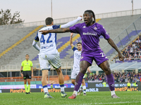 Moise Kean participates in the Italian Serie A football match between Fiorentina and Hellas Verona in Florence, Italy, on November 10, 2024,...