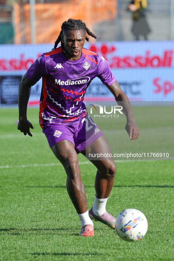 Moise Kean of ACF Fiorentina warming up before the match between the Italian Serie A football match between ACF Fiorentina and Hellas Verona...