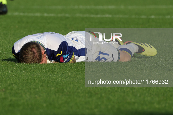 Tomas Suslov of Hellas Verona FC lies on the ground during the Italian Serie A football match between ACF Fiorentina and Hellas Verona FC ,o...