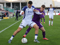 Lucas Beltran of ACF Fiorentina and Diego Coppola of Hellas Verona FC ,battle for the ball during the Italian Serie A football match between...