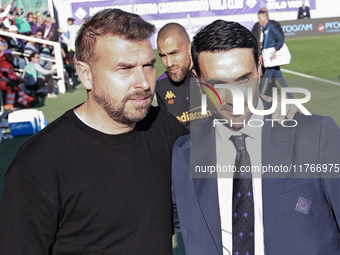 Head Coach Raffaele Palladino of ACF Fiorentina talks to Head Coach Paolo Zanetti of Hellas Verona FC , prior to  the Italian Serie A footba...